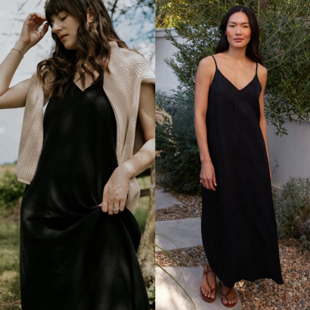 Jenni Kayne Riviera Slip Dress Black Size XS Casual Lightweight Spring Summer
